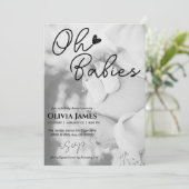 Minimalistisch handgeschreven baby shower met twee kaart (Staand voorkant)