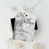 Minimalistisch handgeschreven baby shower met twee kaart