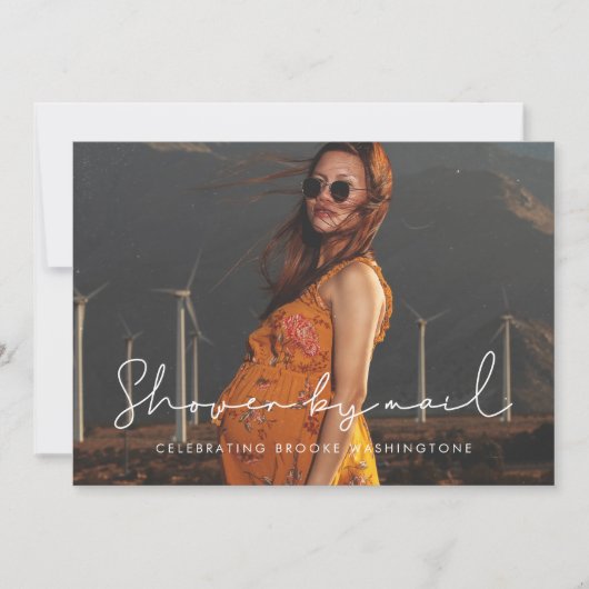 Minimalistisch handgeschreven Baby shower per post Kaart (Voorkant)