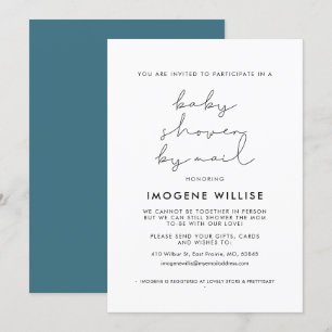 Minimalistisch handgeschreven Baby shower per post Kaart