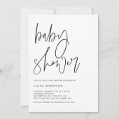 Minimalistisch handgeschreven Baby shower zwart sc Kaart (Voorkant)