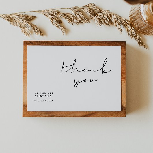 Minimalistisch handgeschreven bedankkaart