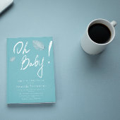 Minimalistisch handgeschreven blauw Baby shower Kaart