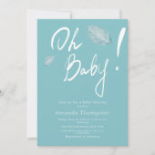 Minimalistisch handgeschreven blauw Baby shower Kaart (Voorkant)