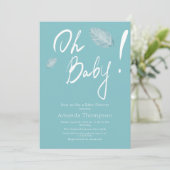 Minimalistisch handgeschreven blauw Baby shower Kaart (Staand voorkant)