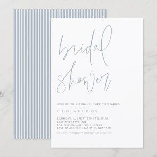 Minimalistisch handgeschreven Dusty Blue Vrijgezel Kaart