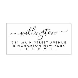 Minimalistisch handgeschreven familienaam Retourad Rubberstempel