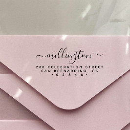 Minimalistisch handgeschreven familienaam Retourad Zelfinktende Stempel