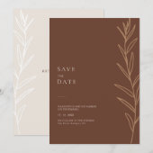 Minimalistisch handgeschreven Floral Terracotta We Save The Date (Voorkant / Achterkant)