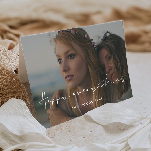 Minimalistisch handgeschreven Happy Everything Fot Feestdagen Kaart