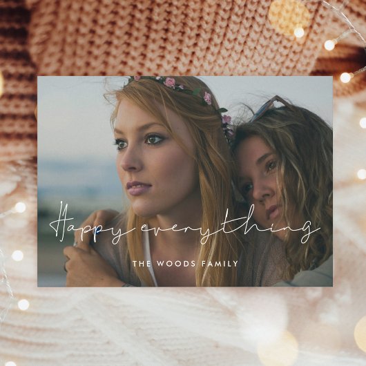 Minimalistisch handgeschreven Happy Everything Fot Feestdagenkaart