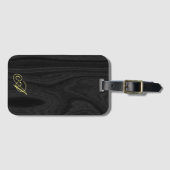 Minimalistisch handgeschreven houten patroonmonogr bagagelabel (Voorkant (horizontaal))