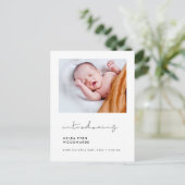 Minimalistisch handgeschreven Introductie van nieu Briefkaart (Staand voorkant)