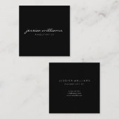 Minimalistisch handgeschreven, modern, zwart vierkante visitekaartje (Voorkant / Achterkant)