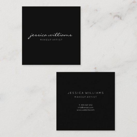 Minimalistisch handgeschreven, modern, zwart vierkante visitekaartje (Voorkant / Achterkant)