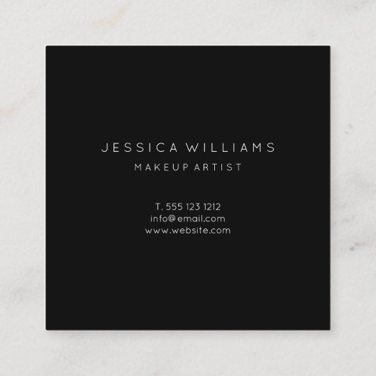 Minimalistisch handgeschreven, modern, zwart vierkante visitekaartje (Achterkant)