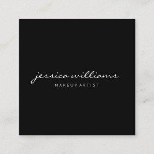 Minimalistisch handgeschreven, modern, zwart vierkante visitekaartje