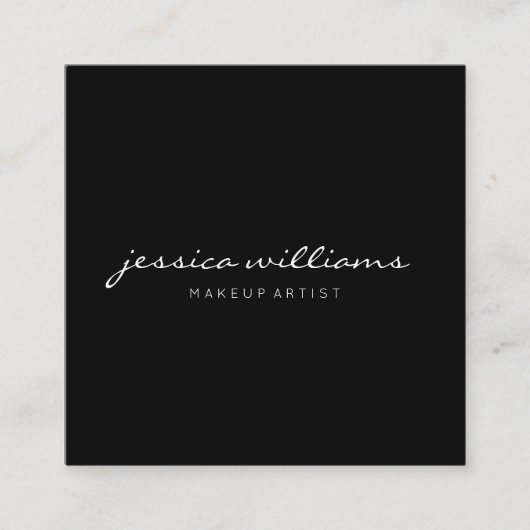 Minimalistisch handgeschreven, modern, zwart vierkante visitekaartje (Voorkant)