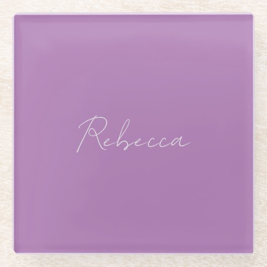 Minimalistisch handgeschreven naamlegger glazen onderzetter (Voorkant)