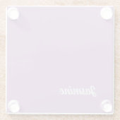 Minimalistisch handgeschreven naamlegger glazen onderzetter (Achterkant)