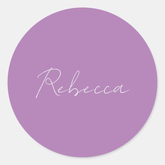 Minimalistisch handgeschreven naamlegger ronde sticker (Voorkant)