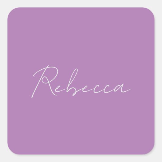 Minimalistisch handgeschreven naamlegger vierkante sticker (Voorkant)