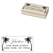 Minimalistisch handgeschreven palmboom retouradres rubberstempel (Gestempeld)