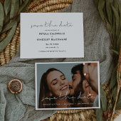 Minimalistisch handgeschreven Save the Date fotoka Aankondiging
