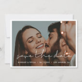 Minimalistisch handgeschreven Save the Date fotoka Aankondiging (Voorkant)