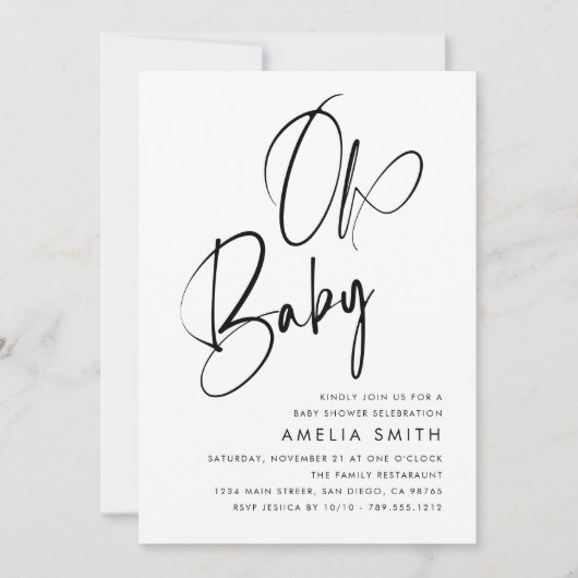 Minimalistisch handgeschreven script alles in één  kaart (Voorkant)