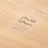 Minimalistisch handgeschreven script bruiloft tran acryl uitnodigingen (Laagn)