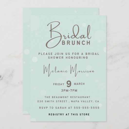 Minimalistisch handgeschreven script bruin Brunch Aankondiging (Voorkant / Achterkant)