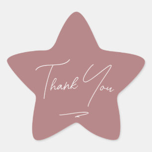 Minimalistisch handgeschreven script Dank u Dusty Ster Sticker