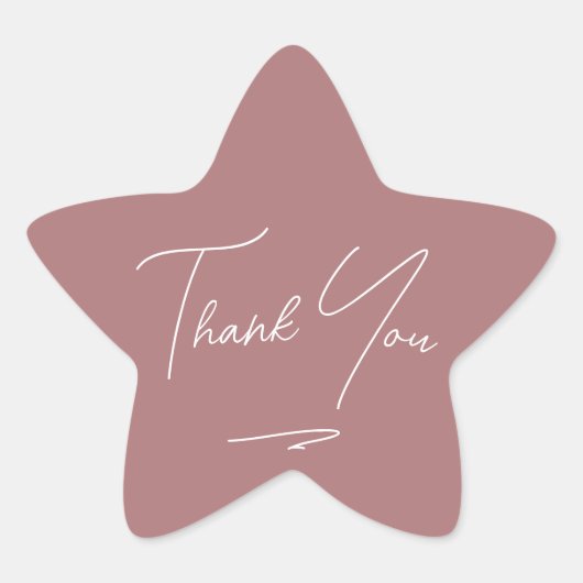 Minimalistisch handgeschreven script Dank u Dusty Ster Sticker (Voorkant)