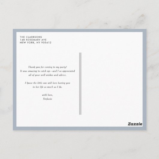 Minimalistisch handgeschreven script Dusty Blue be Briefkaart (Achterkant)