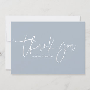 Minimalistisch handgeschreven script Dusty Blue Bedankkaart