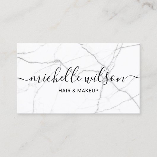 Minimalistisch handgeschreven script Modern Marble Visitekaartje (Voorkant)