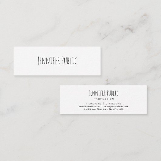 Minimalistisch handgeschreven script moderne Sjabl Mini Visitekaartje (Voorkant / Achterkant)