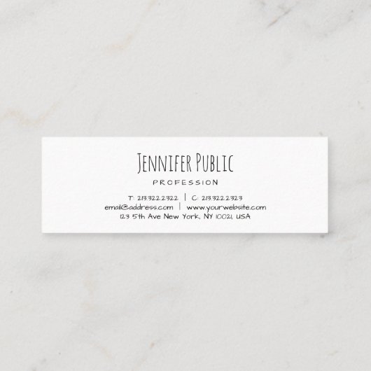 Minimalistisch handgeschreven script moderne Sjabl Mini Visitekaartje (Achterkant)