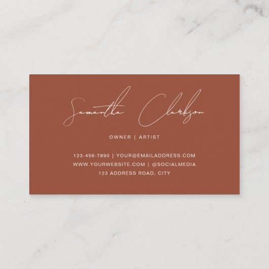 Minimalistisch handgeschreven script rustieke terr visitekaartje (Achterkant)