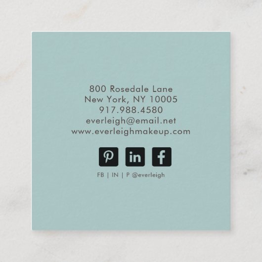 Minimalistisch Handgeschreven Script Smoky Blue Gr Vierkante Visitekaartje (Achterkant)