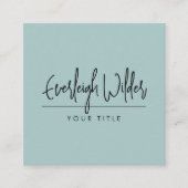 Minimalistisch Handgeschreven Script Smoky Blue Gr Vierkante Visitekaartje (Voorkant)