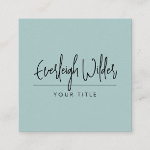 Minimalistisch Handgeschreven Script Smoky Blue Gr Vierkante Visitekaartje