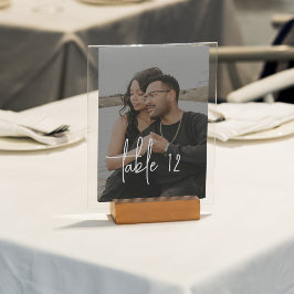 Minimalistisch handgeschreven script trouwfoto kaart