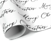 Minimalistisch handgeschreven script Vrolijk kerst Cadeaupapier (Rol Hoek)