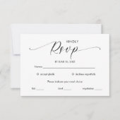 Minimalistisch handgeschreven script zwart-wit RSVP kaartje (Voorkant)