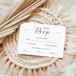 Minimalistisch handgeschreven script zwart-wit RSVP kaartje