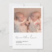 Minimalistisch handgeschreven Tweemaal de liefdest Aankondiging (Voorkant)