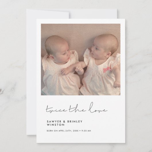 Minimalistisch handgeschreven Tweemaal de liefdest Aankondiging (Voorkant)