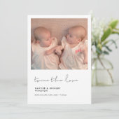 Minimalistisch handgeschreven Tweemaal de liefdest Aankondiging (Staand voorkant)